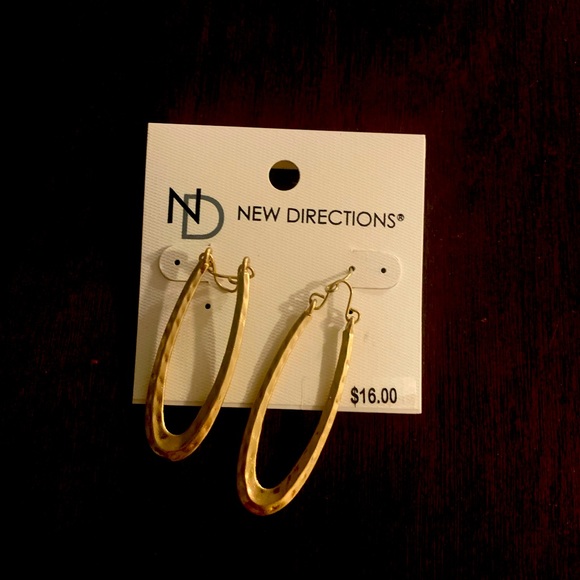 New Directions Gold-Tone Oval Gypsy Hoop Earrings - Picture 2 of 2
